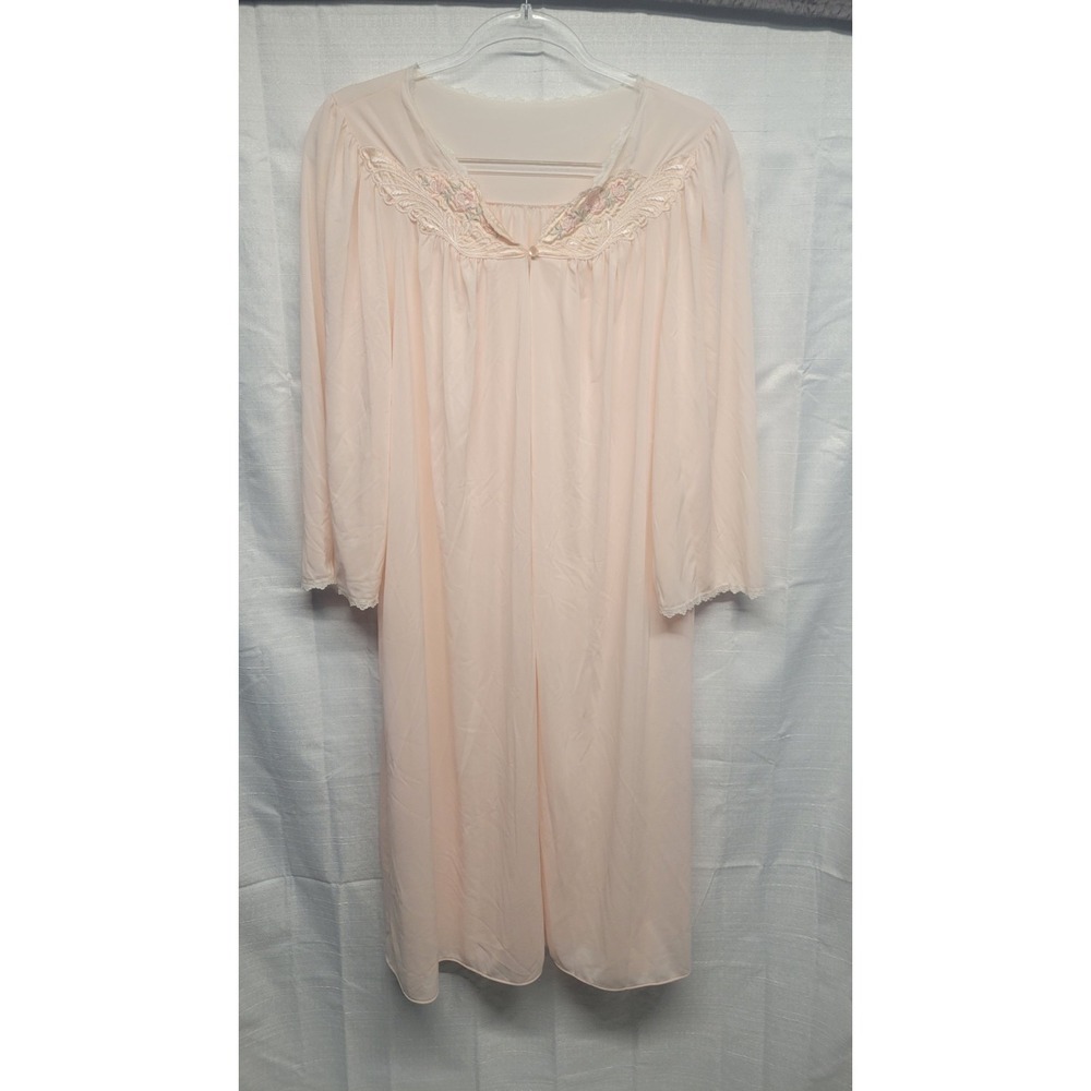 Vintage Shadowline Pink 3/4 Sleeve Medium Long Robe Nylon Mrs. Maisel